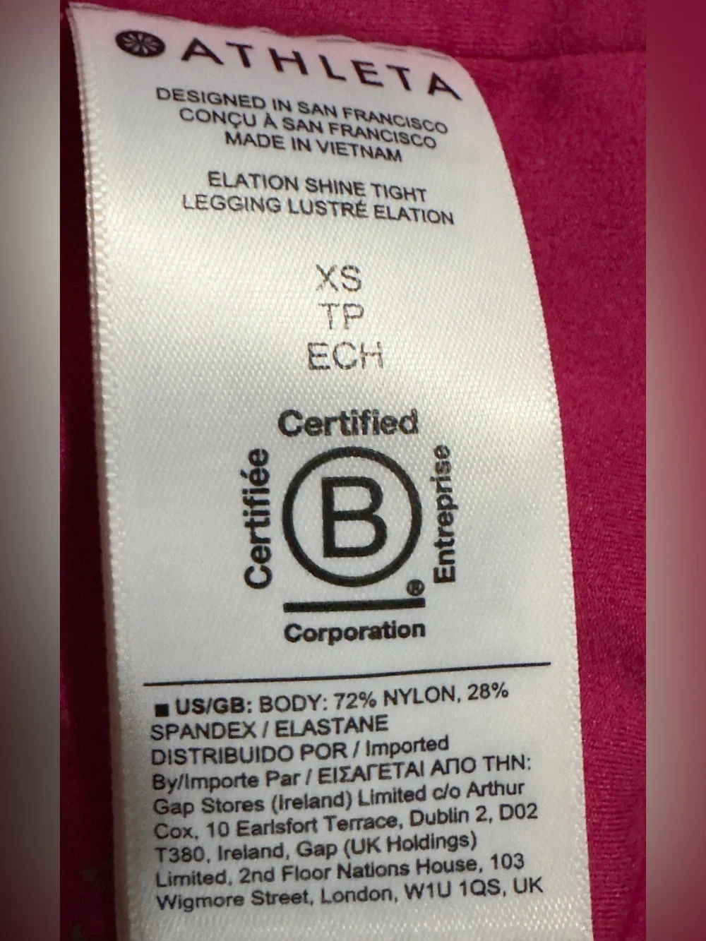 Athleta | NWOT Bright Magenta Matching Workout Set (Sports Bra + Leggings) XS/S